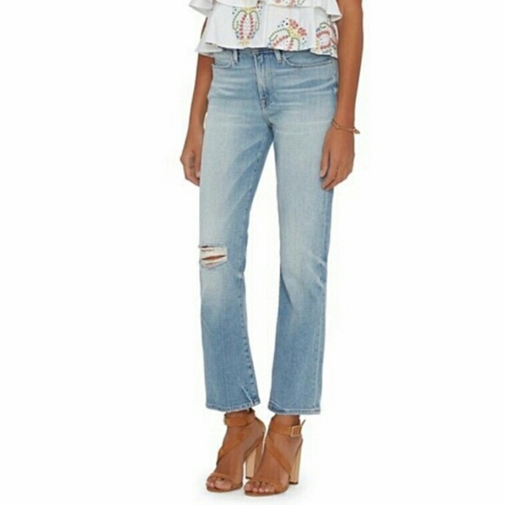 Frame Le High Straight Leg Distressed Jeans EUC